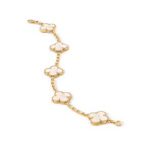 Alhambra Style White Gold and White Clover light Bracelet